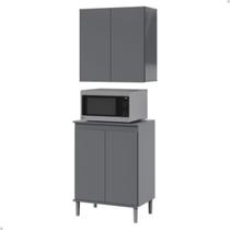 Conjunto Armário Aéreo e Balcão Microondas Para Cozinha 02 Portas EJ