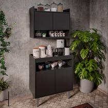 Conjunto Armário Cantinho do Café Chico 2 Portas com Aéreo Preto G96 - Gran Belo Conjunto Armário Cantinho do Café Chico 2 Portas com Aéreo Preto G96 - Gran Belo