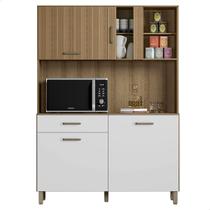 Conjunto Armário Cozinha Darcy 1200mm 4 Porta Branco Ripado Conjunto Armário Cozinha Darcy 1200mm 4 Porta Branco Ripado