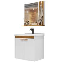 Conjunto Armário Gabinete Com Pia Cuba E Espelho Para Banheiro - Beauty Móveis