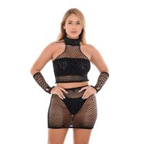 Conjunto Arrastão Feminino Moda Telinha Tendência Sensual