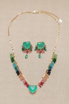 Conjunto Artesanal Colar e Brinco Com pedras Fusion e Zircônia Colorida C/pedrinha Zirconia Conjunto Artesanal Colar e Brinco Com pedras Fusion e Zircônia Colorida C/pedrinha Zirconia