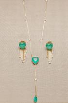 Conjunto Artesanal Colar Gravata + Brincos Cascatas finalizados em cristal Conjunto Artesanal Colar Gravata + Brincos Cascatas finalizados em cristal