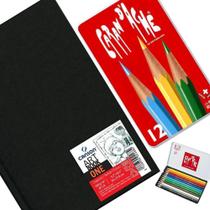 Conjunto Artístico Artbook E Lápis De Cor - S1 - Canson E Caran DAche