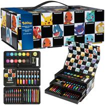 Conjunto artístico: kit de pintura de desenho de Pokémon com marcadores, lápis de cor