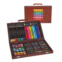 Conjunto artístico Let's Make Memories de 80 peças com estojo de madeira para crianças Conjunto artístico Let's Make Memories de 80 peças com estojo de madeira para crianças