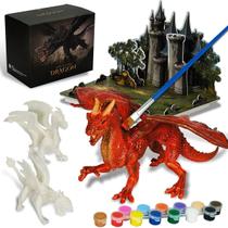 Conjunto Arts Crafts Whatstem Kids Dragon Painting com quebra-cabeça 3D Conjunto Arts Crafts Whatstem Kids Dragon Painting com quebra-cabeça 3D