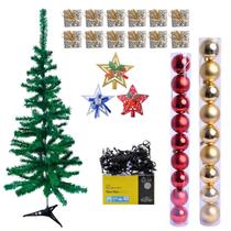 Conjunto Árvore de Natal 120Cm Kit Enfeites Presentes Bolas Estrela Pisca Pisca 100 Leds 9M Decoração Sala Escritório Hall Festivo Conjunto Árvore de Natal 120Cm Kit Enfeites Presentes Bolas Estrela Pisca Pisca 100 Leds 9M Decoração Sala Escritório Hall Festivo