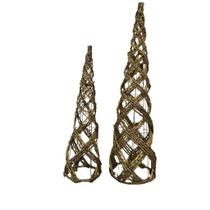 Conjunto árvore natal aramada cone 2 peças - cipó - glitter