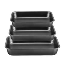 Conjunto Assadeira 3 Peças Antiaderente Em Alumínio Com Revestimento Cristal Superflon Grafite MTA - 8809