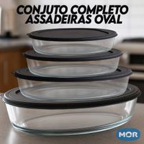 Conjunto Assadeira Mor com Tampa Oval Todos os Tamanhs Para Fornos e Microondas