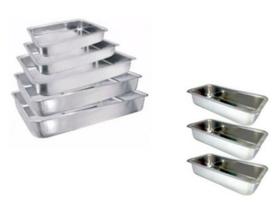 Conjunto Assadeira Retangular Alta + 3 Assadeiras Pão Caseiro / Bolos Inglês / Cuca Conjunto Assadeira Retangular Alta + 3 Assadeiras Pão Caseiro / Bolos Inglês / Cuca