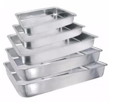 Conjunto Assadeira Retangular Alta 5 Pçs Em Aluminio Conjunto Assadeira Retangular Alta 5 Pçs Em Aluminio