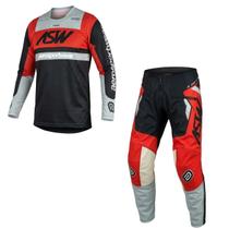 Conjunto ASW Image Enduro Hades Preto Vermelho Cinza -