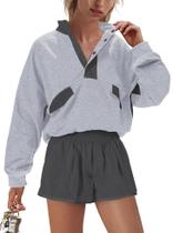 Conjunto atlético Niovien para mulheres, moletom e shorts cinza XS