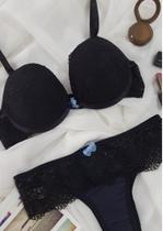 Conjunto Aumentax Em Renda, Com Efeito Push-up Que Simula Até 3x Mais Seio. Ref.: 11625