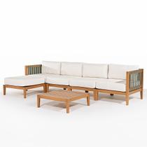 Conjunto Aurora 4 Lugares Puff Assento Areia Mesa Mel - 78444 Conjunto Aurora 4 Lugares Puff Assento Areia Mesa Mel - 78444