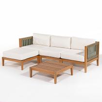 Conjunto Aurora 4 Lugares Puff Assento Areia Mesa Mel - 78448