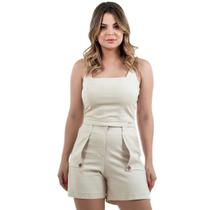 Conjunto Aurora Short e Cropped Linho Natural