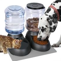 Conjunto automático de comedouro para gatos e dispensador de água, pacote com 2 unidades Pawzone Conjunto automático de comedouro para gatos e dispensador de água, pacote com 2 unidades Pawzone