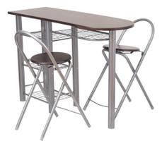 Conjunto Auxiliar De Mesa 3 Pecas Mesa E 2 Banquetas