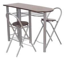 Conjunto Auxiliar De Mesa 3 Pecas Mesa E 2 Banquetas