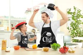 Conjunto Avental Super Chefes Pai E Filho Kit Cozinheiros