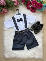 Conjunto Azul Petróleo Meninos Social com Shorts e Acessórios