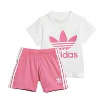 Conjunto Baby Adidas Trefoil Shorts Originals Branco e Rosa Conjunto Baby Adidas Trefoil Shorts Originals Branco e Rosa