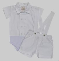 Conjunto Baby Body e Short Suspensório Batizado