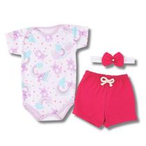Conjunto Baby Body + Short + Faixa de Cabelo 3 a 6 Meses Conjunto Baby Body + Short + Faixa de Cabelo 3 a 6 Meses