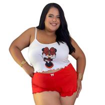 Conjunto Baby Doll Curto Plus Size Minnie Pijama Feminino Confortável