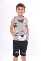 Conjunto Baby/infantil Regata Com Capuz Menino Tigre Laranja