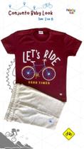 Conjunto Baby Look Lets Ride Paletty Kids 100% Algodão - Vinho