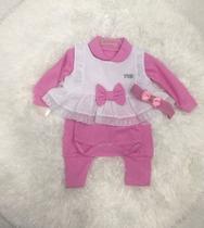 Conjunto baby menina 3 PCs (tiara, laço e roupinha)