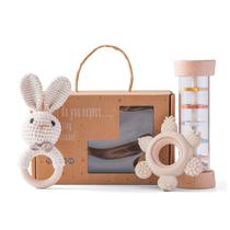 Conjunto Baby Rattle Set Youyys Wooden Crochet Rain Stick Teether Bunny