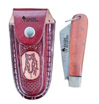 Conjunto Bainha Luxo Em Couro + Canivete Em Aço Niquelado Tamanho G Oferta Conjunto Bainha Luxo Em Couro + Canivete Em Aço Niquelado Tamanho G Oferta