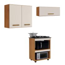 Conjunto Balcão Cooktop 5 Bocas 2 Nichos e 2 Armários Aéreo