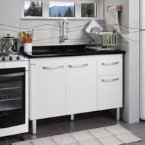 Conjunto Balcão De Cozinha Com Pia Mármore Sintético 2 Porta Branco Conjunto Balcão De Cozinha Com Pia Mármore Sintético 2 Porta Branco