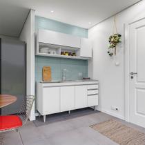 Conjunto Balcão de Cozinha para Pia Aéreo Dodoma MDP/BP Branco G96 - Gran Belo Conjunto Balcão de Cozinha para Pia Aéreo Dodoma MDP/BP Branco G96 - Gran Belo