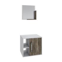 Conjunto Balcão E Espelheira Soft 500 Perffect Acetinado Branco Chess C-carvalho Dark
