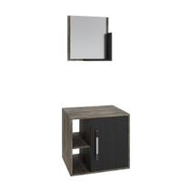 Conjunto Balcão E Espelheira Soft 500 Perffect Acetinado Carvalho Dark C-preto ônix Conjunto Balcão E Espelheira Soft 500 Perffect Acetinado Carvalho Dark C-preto ônix