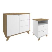 Conjunto Balcão e Gaveteiro Basildon Olmo Branco