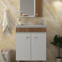 Conjunto Balcão para Banheiro com Espelheira Palermo 55 Branco/Noce Conjunto Balcão para Banheiro com Espelheira Palermo 55 Branco/Noce