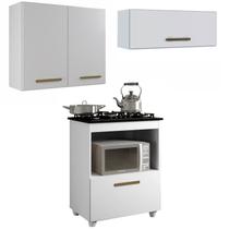 Conjunto Balcão para Cooktop 1 Porta 1 Nicho 5 Bocas e 2 Armário Aéreo