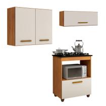 Conjunto Balcão para Cooktop 4 Bocas e 2 Armários Aéreo