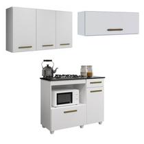 Conjunto Balcão para Cooktop 5 Bocas 2 Portas 1 Gaveta e 2 Armários Aéreo