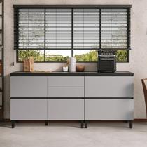 Conjunto Balcões 2 Peças 2 Portas 6 Gavetas MDF Dodradiça Slow Motion Lúmina Itatiaia Grafite/Fendi Cinza