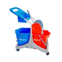 Conjunto Balde Espremedor Mop Úmido Doblô 50 Litros Limpeza Pesada Profissional 2 Baldes Resistente Reforçado