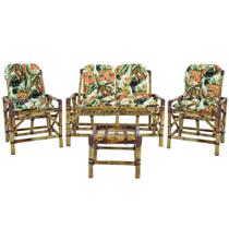 Conjunto Bambu Namoradeira, 02 cadeiras + mesa de centro com almofadas Aréa Interna e Externa T12